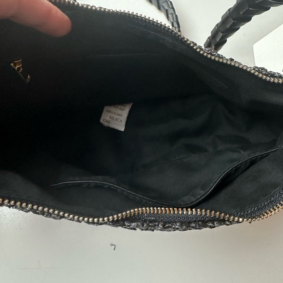 Jules Kae Zola Black Straw Moon Shaped FauxVegan Leather Braided Strap Purse NWT - Picture 12 of 16